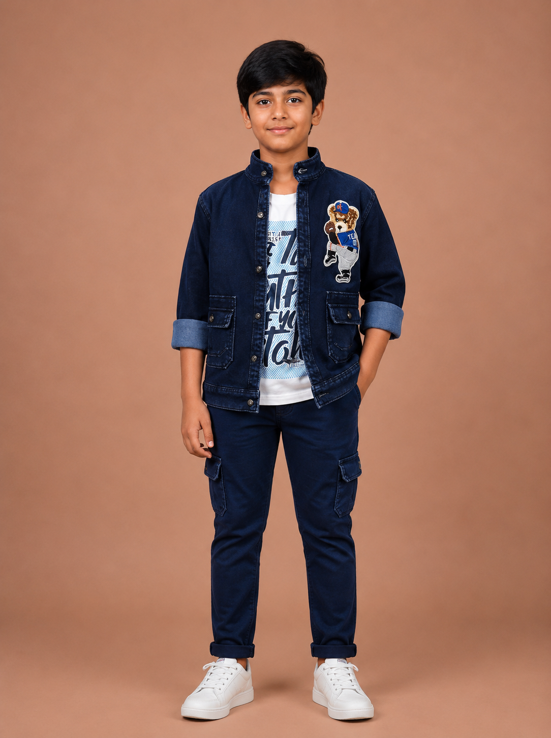 Boys Navy Blue 3-Piece Casual Blazer Set