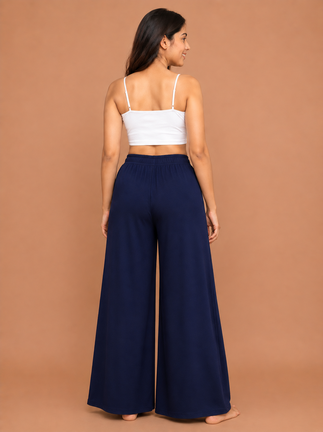 Women's Navy Blue Cotton Palazzo Pant