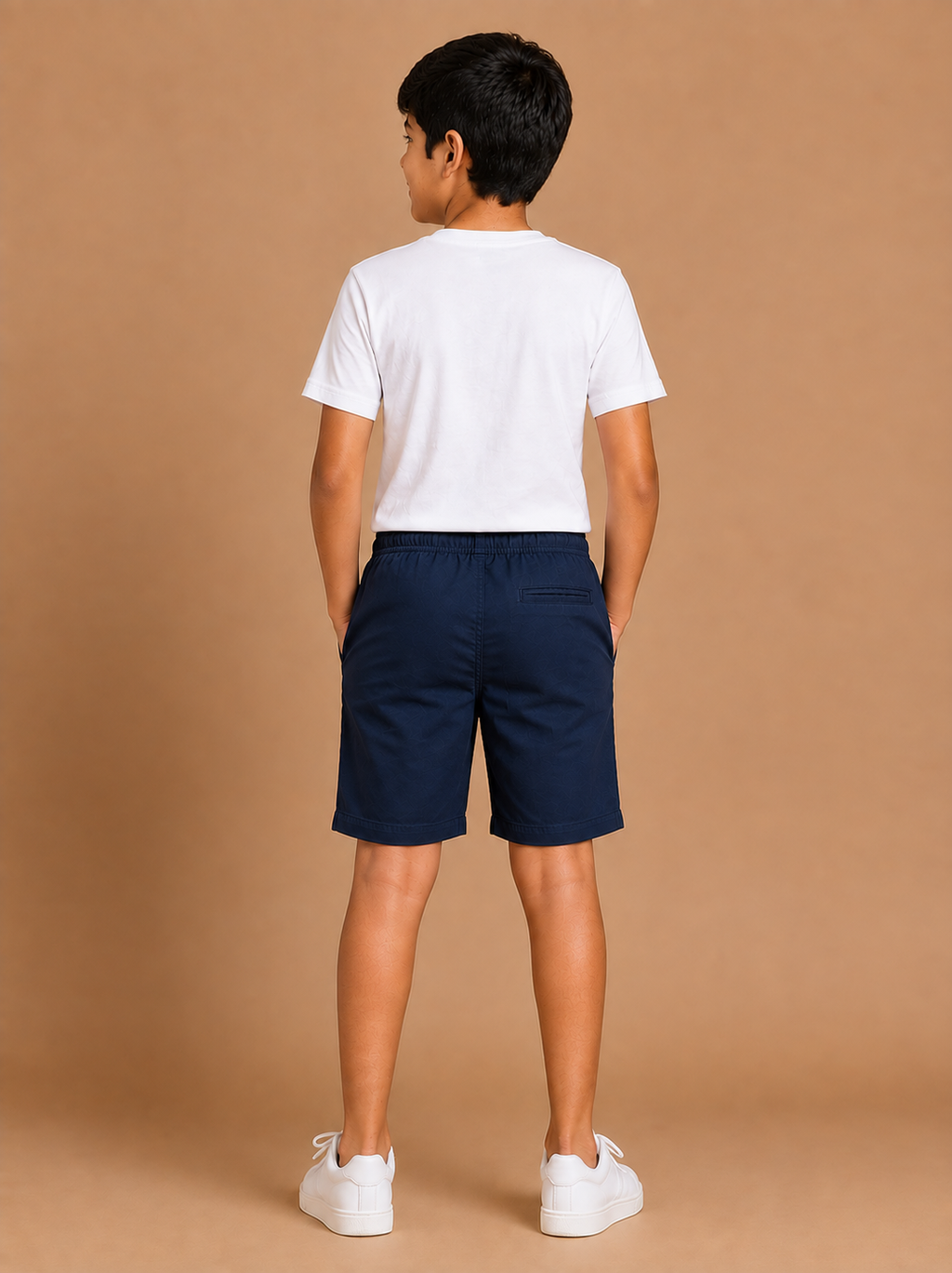 Boys Navy Blue Cotton Casual Shorts