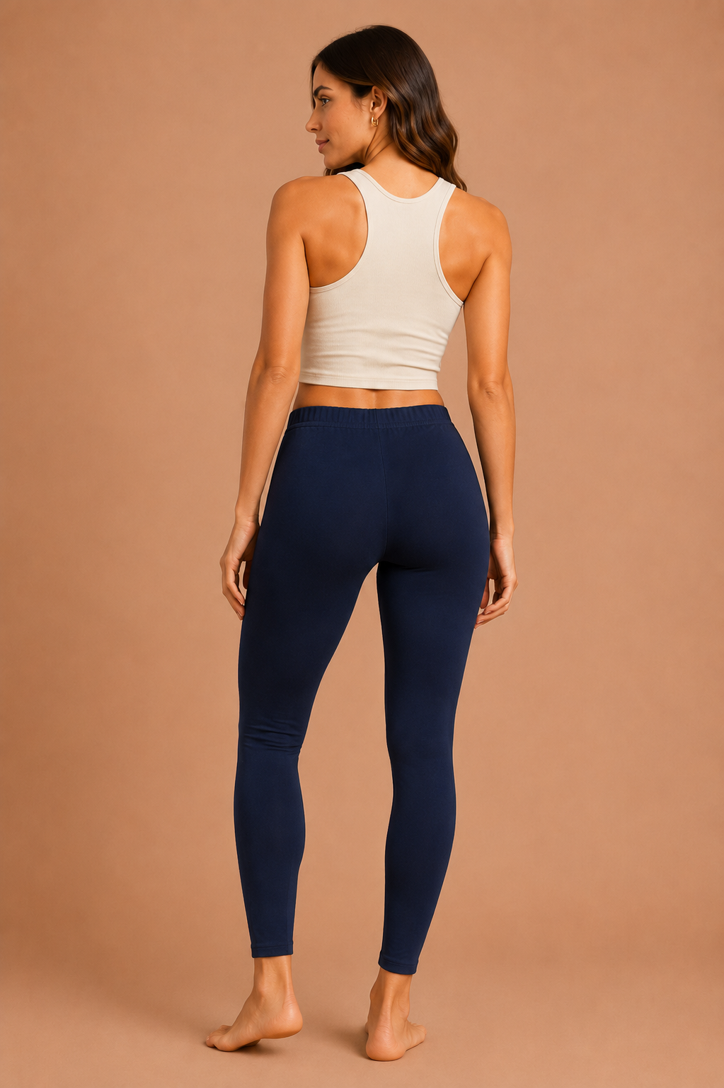 Women's Navy Blue Cotton Ankle Leggings