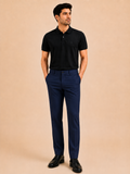 Otto Men's Navy Cotton Blend Stretch Fit Casual Chino Pant