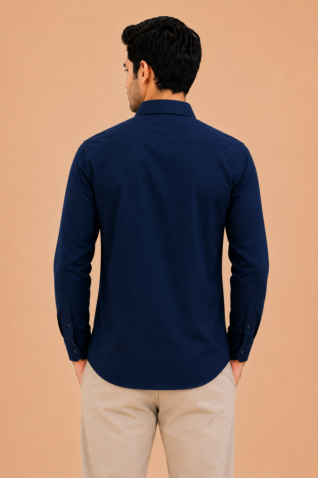 Otto Men's Premium Navy Cotton Formal Regular Fit Shirt