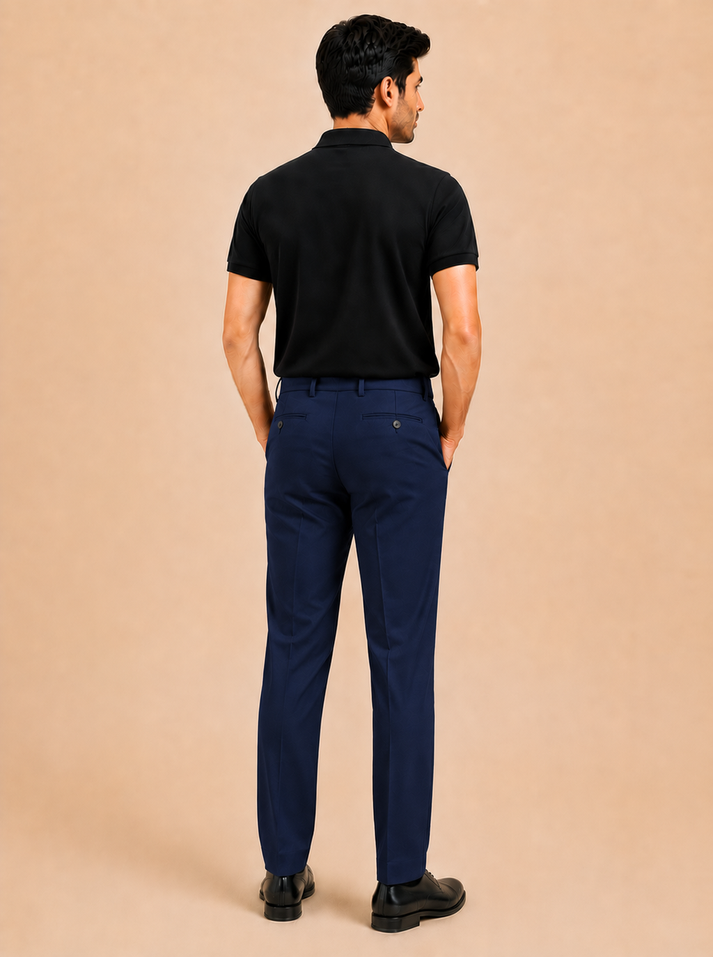 Otto Men's Navy Cotton Blend Stretch Fit Casual Chino Pant