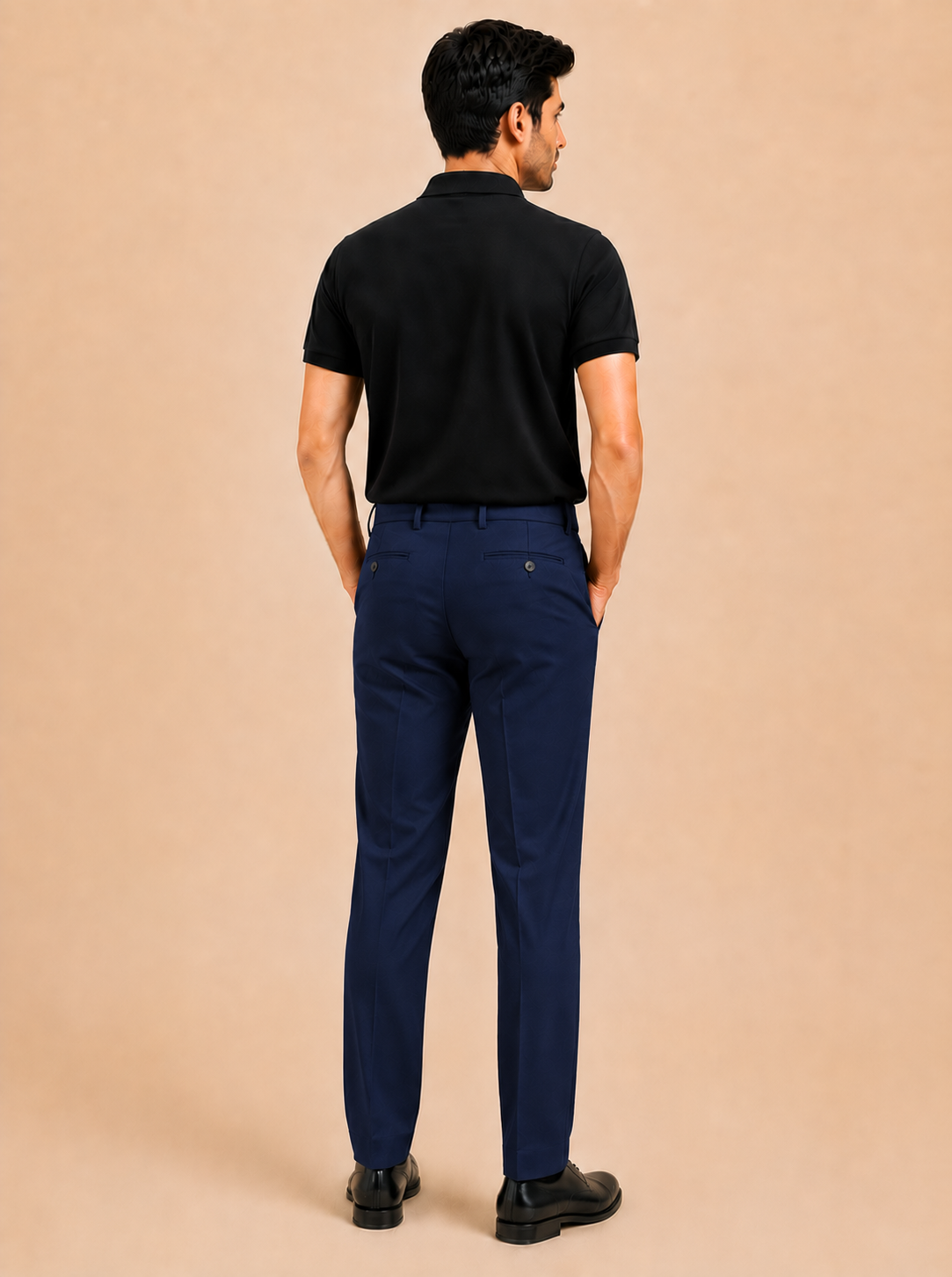 Otto Men's Navy Cotton Blend Stretch Fit Casual Chino Pant