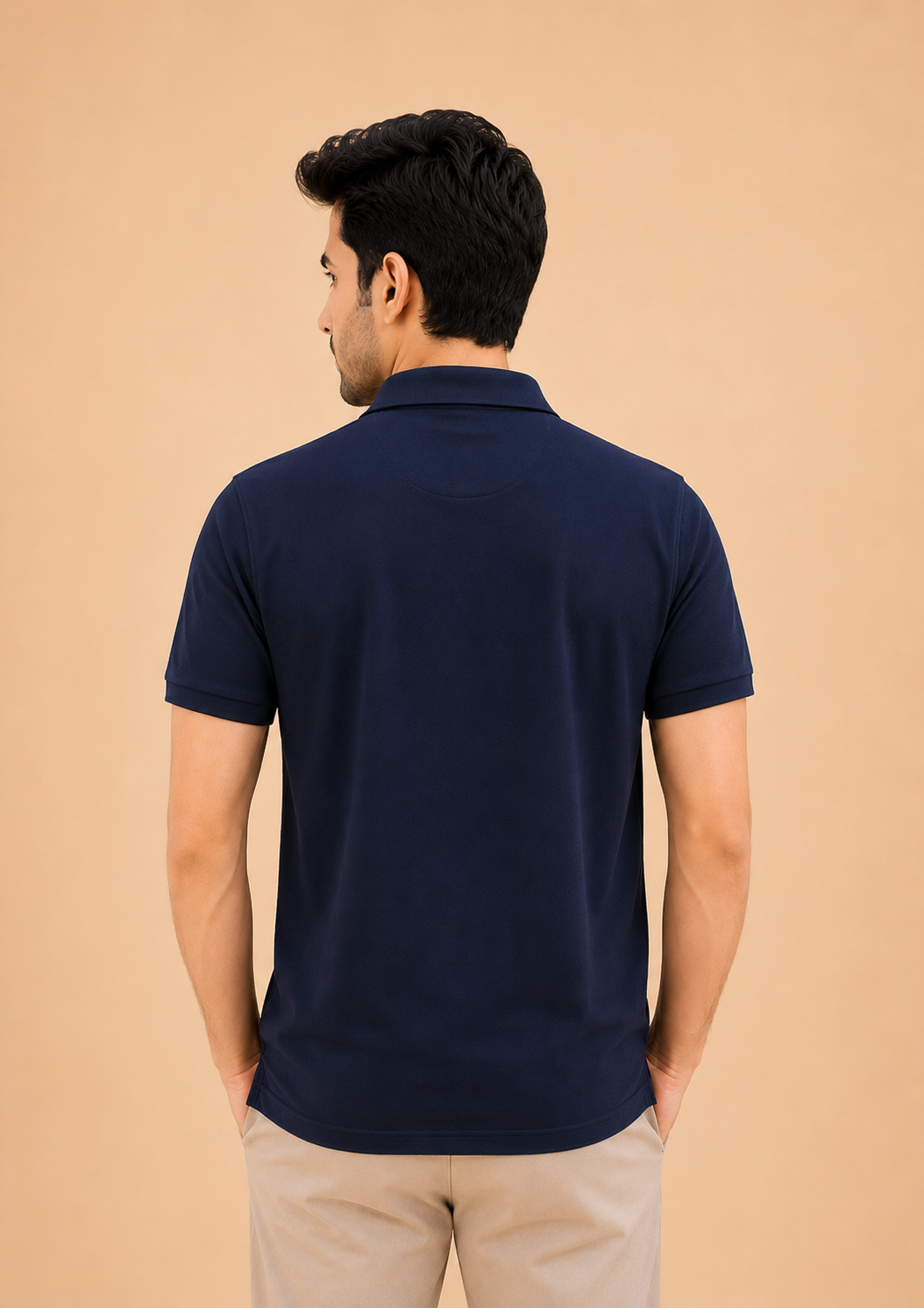 Otto Men's Premium Navy Cotton Collar Neck T-Shirt