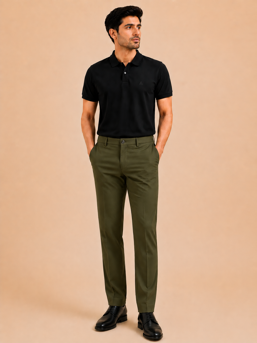Otto Men's Olive Cotton Blend Stretch Fit Casual Chino Pant