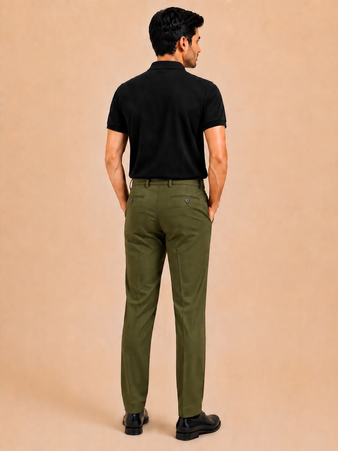 Otto Men's Olive Cotton Blend Stretch Fit Casual Chino Pant