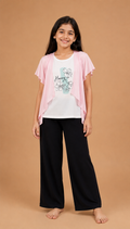 Girls Pink Top & Pyjama Night Dress Set