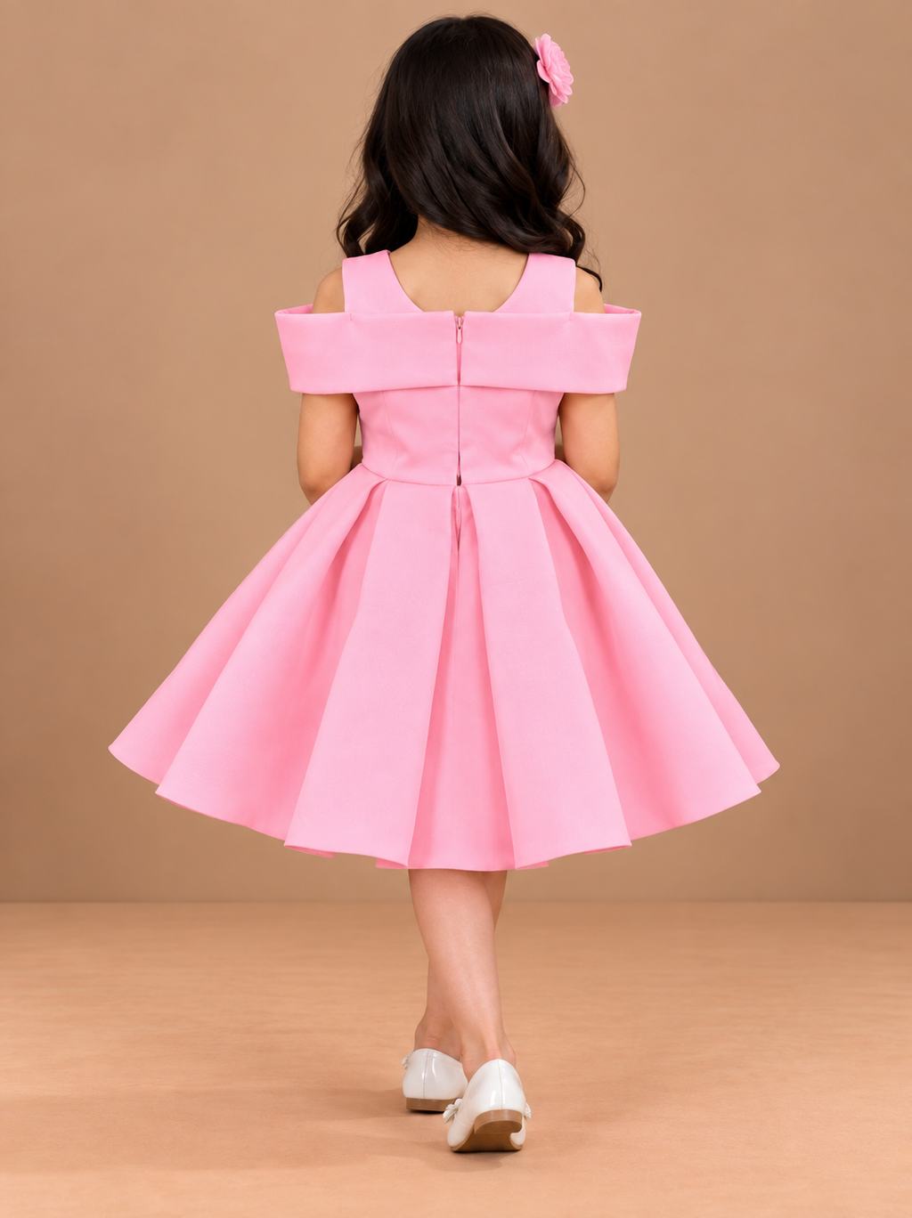 Girls Pink Printed Short Casual Frock