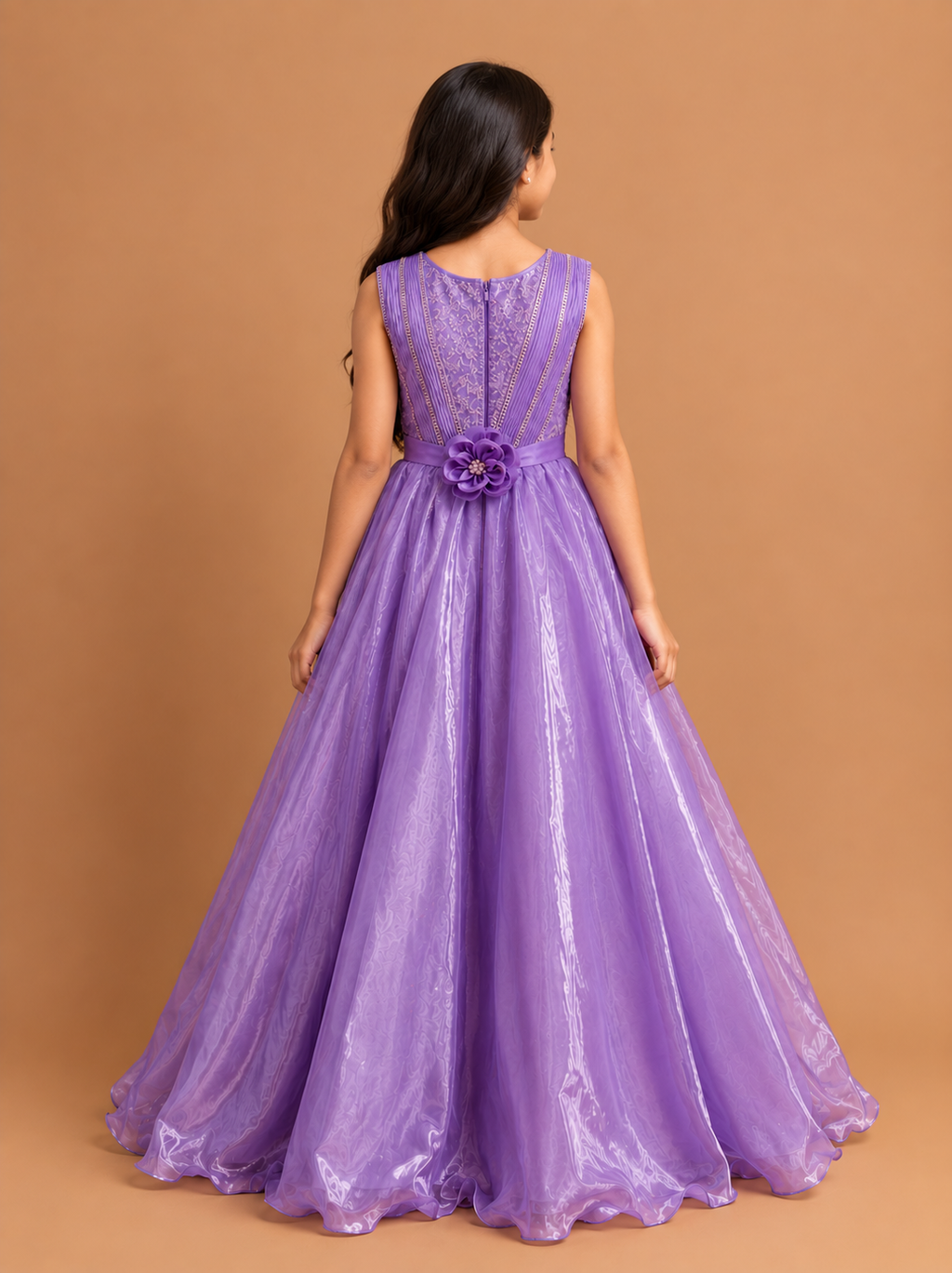 Girls Purple Party Wear Long Frock