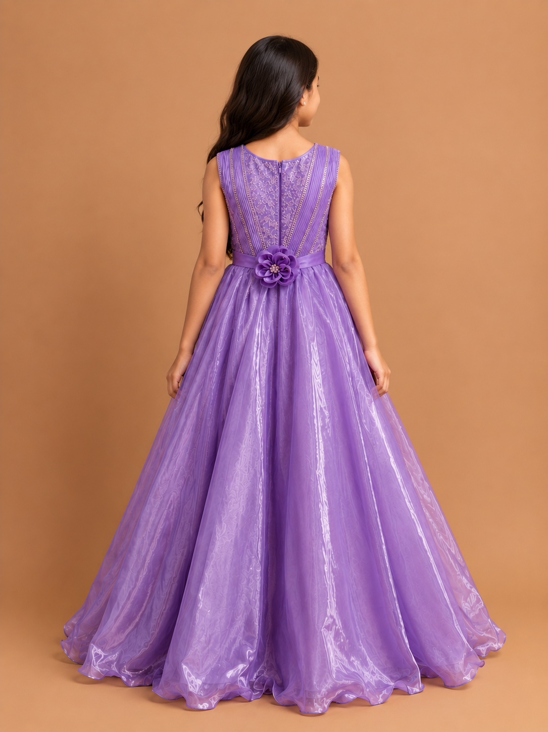 Girls Purple Party Wear Long Frock