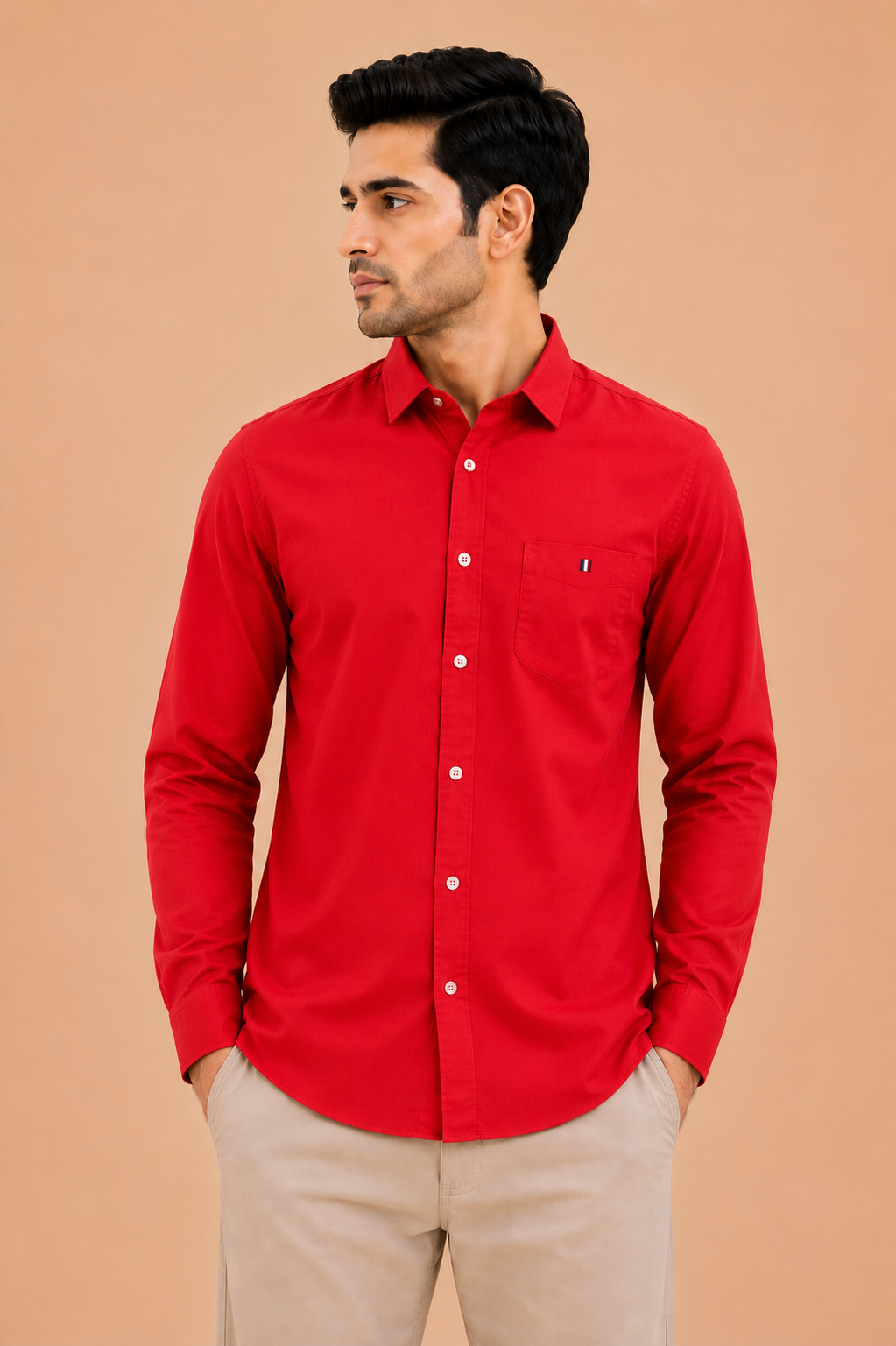 Otto Men's Premium Red Cotton Formal Regular Fit Shirt