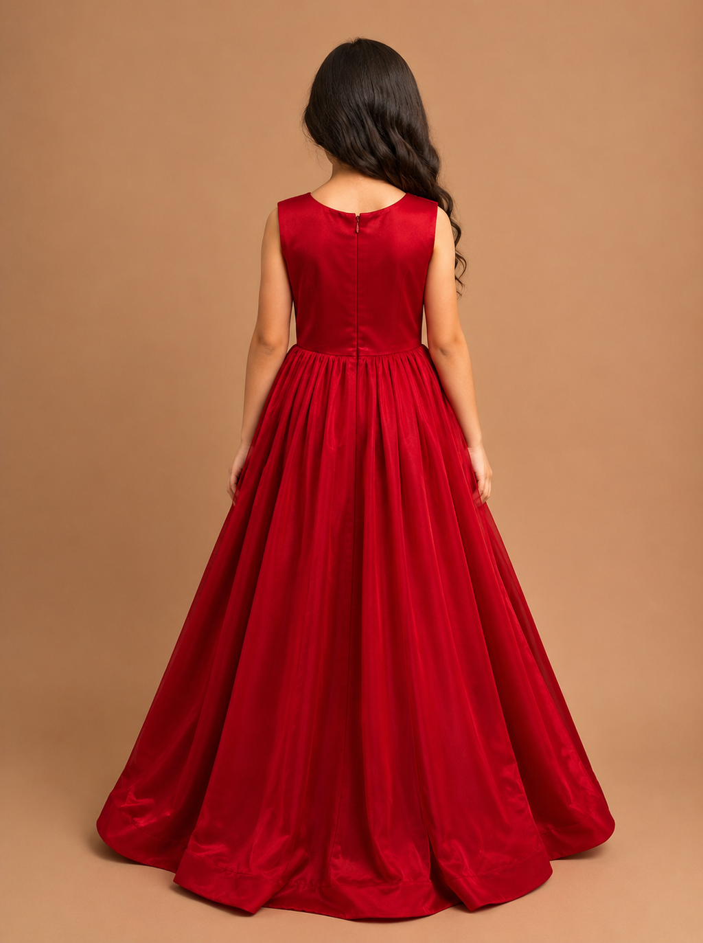Girls Red Party Wear Long Frock