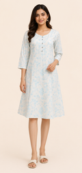 Women's Sky Blue Rayon Regular Fit Western Top
