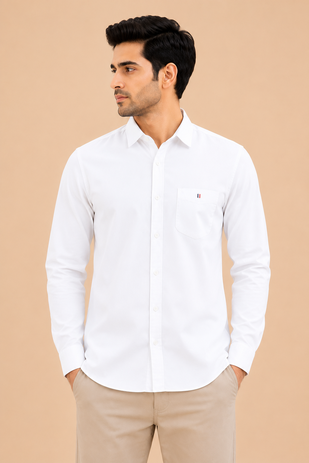 Otto Men's Premium White Cotton Formal Regular Fit Shirt