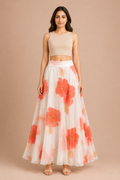 Women's White Maxi Western Skirt