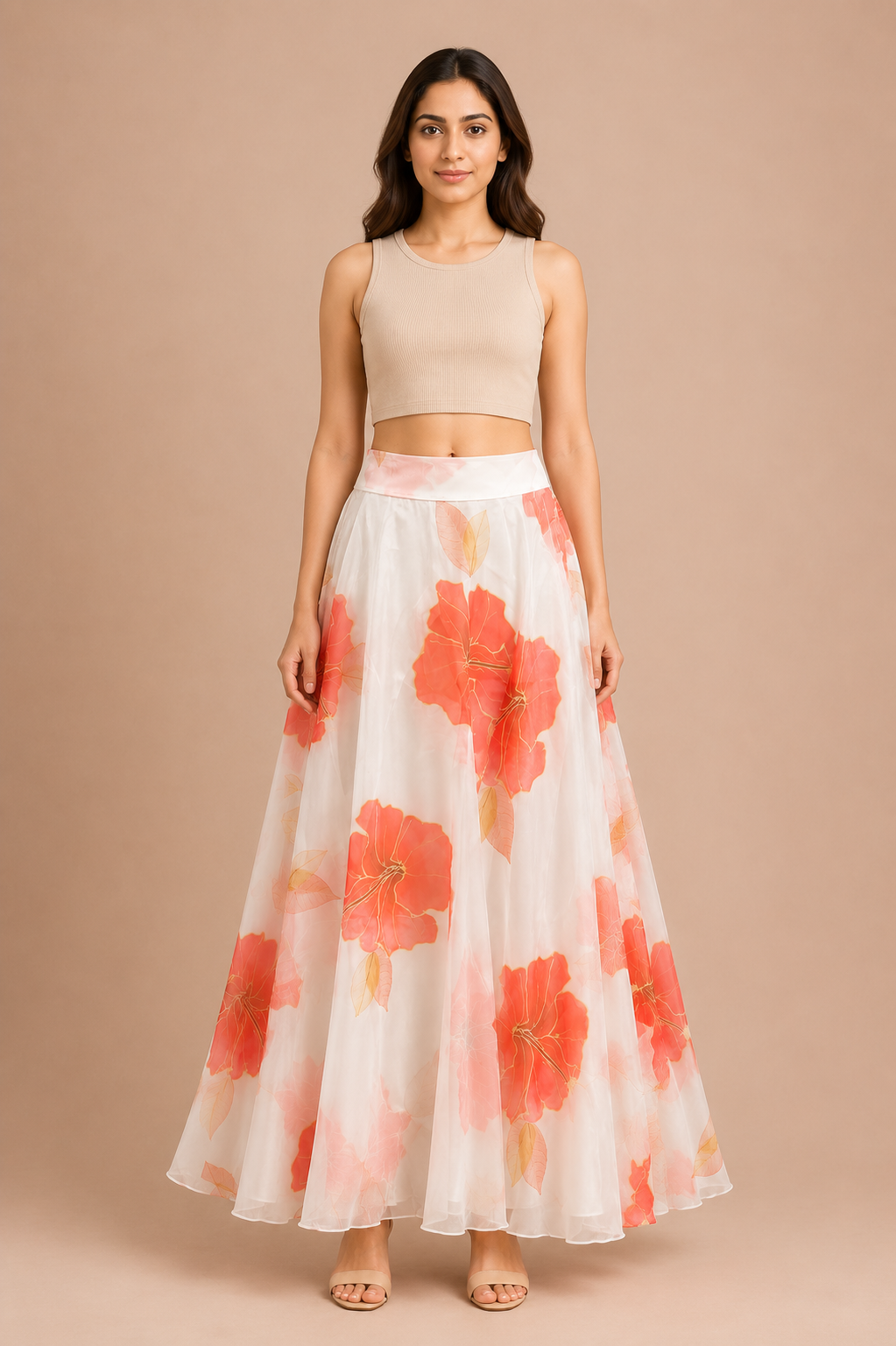 Women's White Maxi Western Skirt