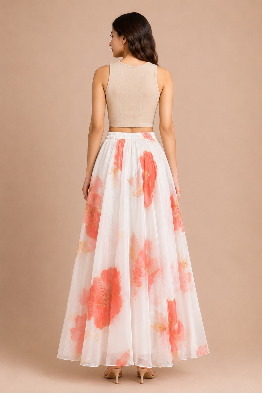 Women's White Maxi Western Skirt