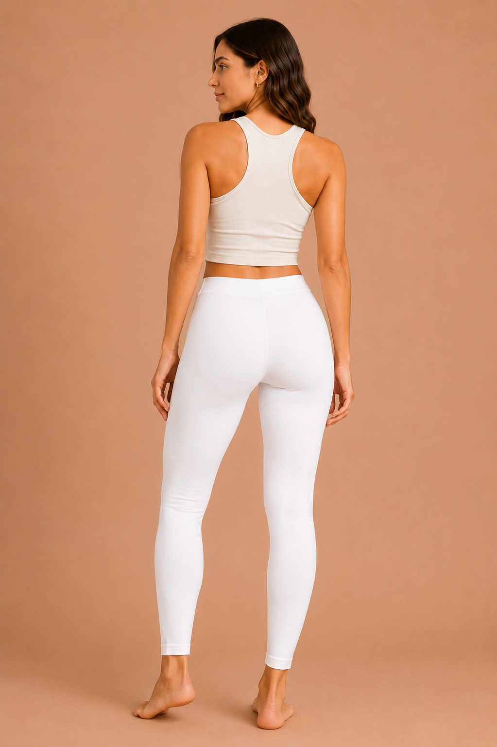 Women's White Cotton Ankle Leggings