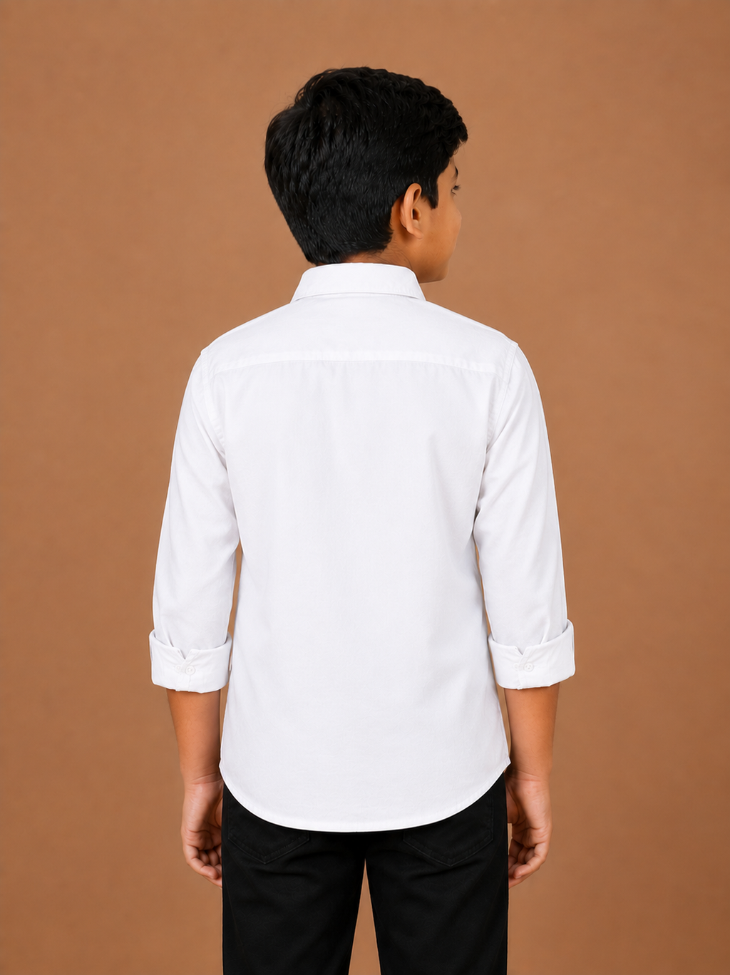 Boys White Cotton Casual Full Sleeve Shirt