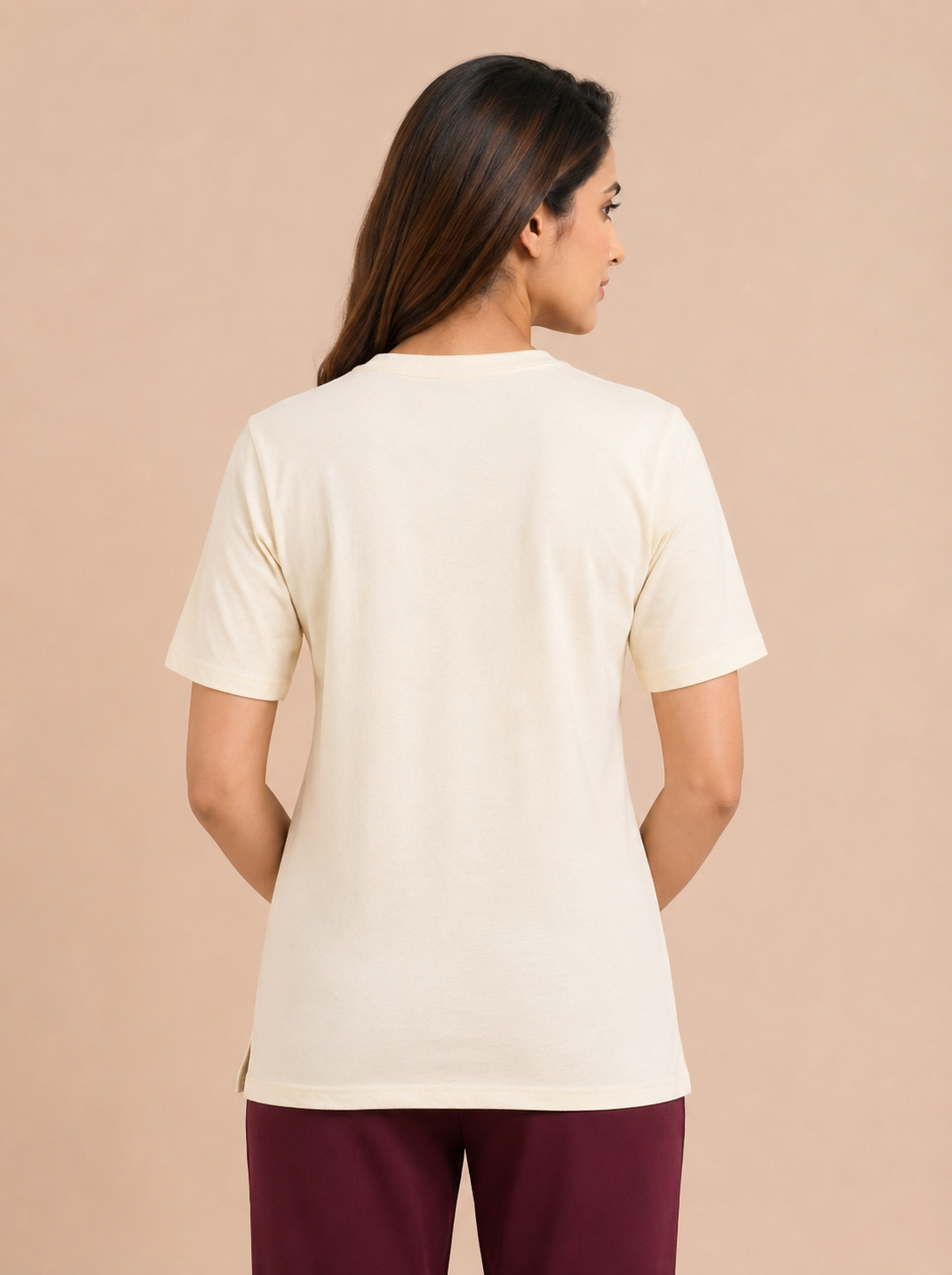 Women's White Cotton Solid Round Neck T-Shirt