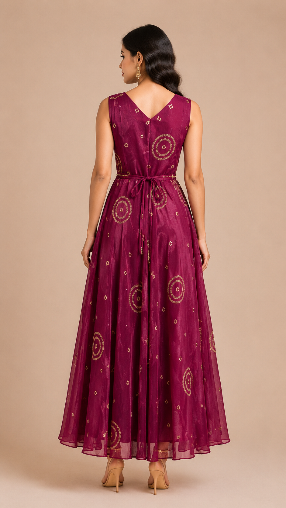 Women's Wine Solid Long Maxi Dress
