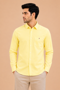 Otto Men's Premium Yellow Cotton Formal Regular Fit Shirt