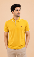 Otto Men's Premium Yellow Cotton Collar Neck T-Shirt