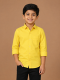 Boys Yellow Cotton Casual Full Sleeve Shirt