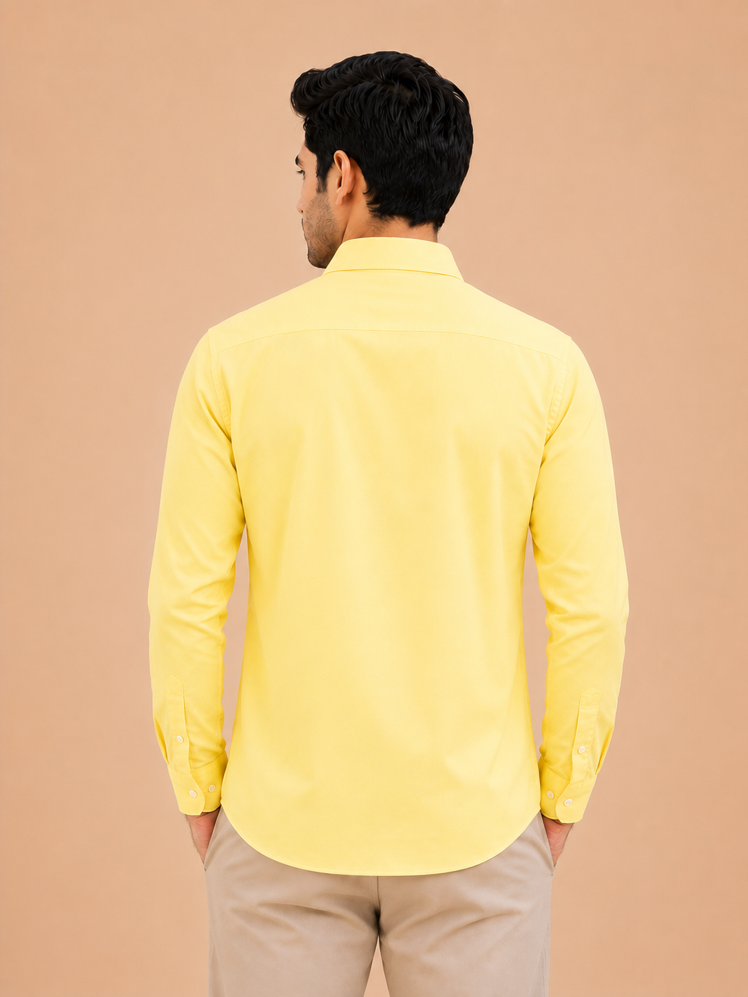 Otto Men's Premium Yellow Cotton Formal Regular Fit Shirt