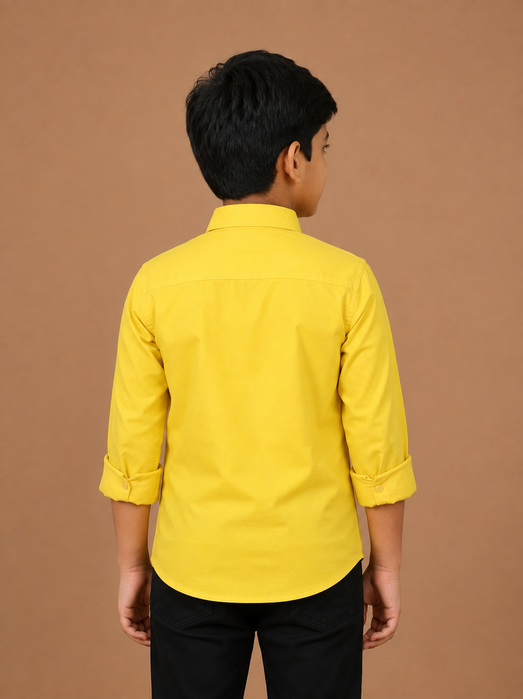 Boys Yellow Cotton Casual Full Sleeve Shirt